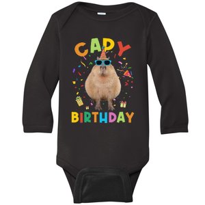 Capy Birthday Funny Capybara Animals Birthday Baby Long Sleeve Bodysuit