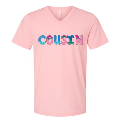 Cousin Birthday Girl Troll Family Party Decorations V-Neck T-Shirt