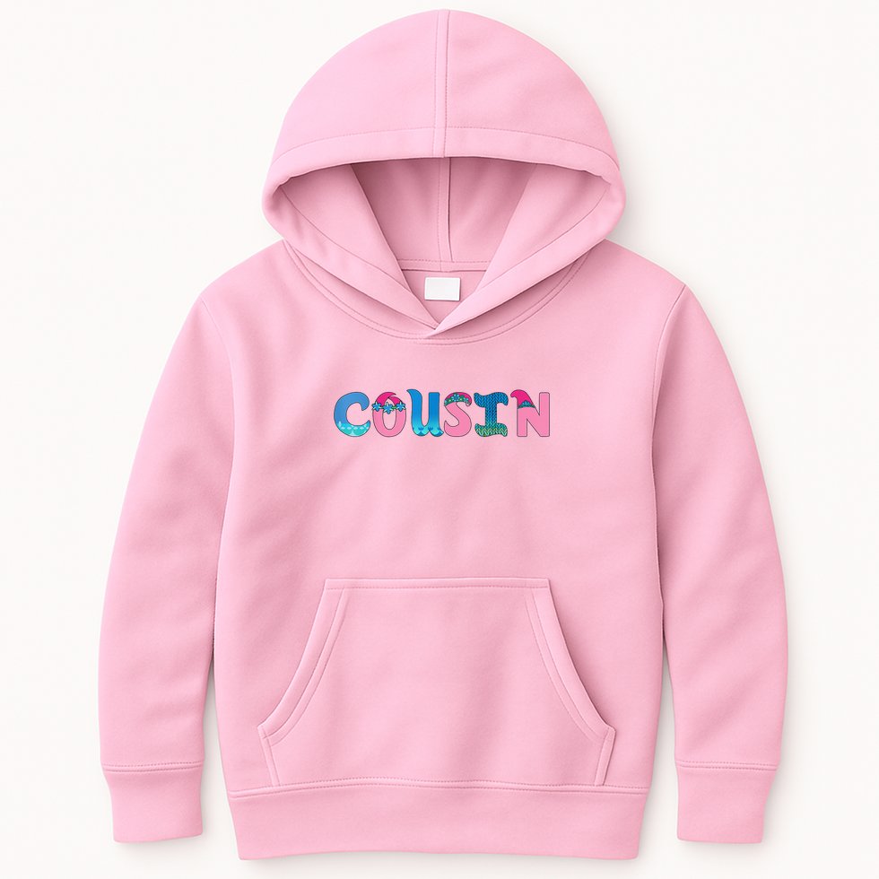 Cousin Birthday Girl Troll Family Party Decorations Kids Hoodie