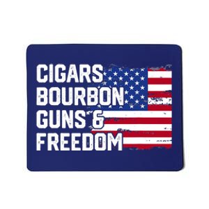 Cigars Bourbon Guns and Freedom Lover American Usa Flag Mousepad