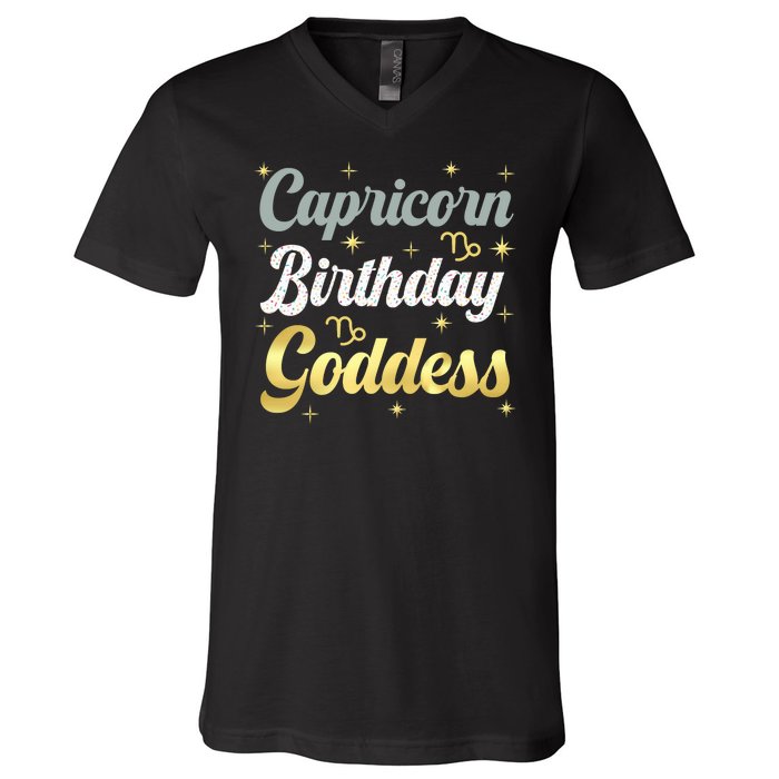 Capricorn Birthday Goddess Capricorn Women Astrology Zodiac V-Neck T-Shirt