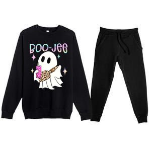 Cute Boo Ghost Spooky Funny Halloween Costume Boujee Boo Jee Premium Crewneck Sweatsuit Set