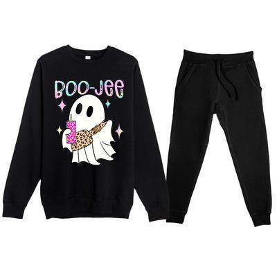 Cute Boo Ghost Spooky Funny Halloween Costume Boujee Boo Jee Premium Crewneck Sweatsuit Set