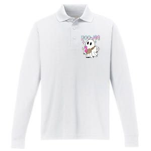 Cute Boo Ghost Spooky Funny Halloween Costume Boujee Boo Jee Performance Long Sleeve Polo