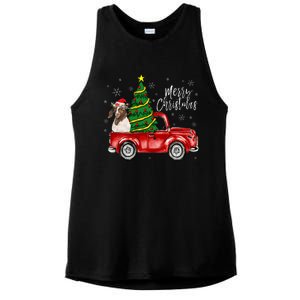 Cute Boer Goat Dog Truck Merry Christmas Goat Lover Xmas Ladies PosiCharge Tri-Blend Wicking Tank