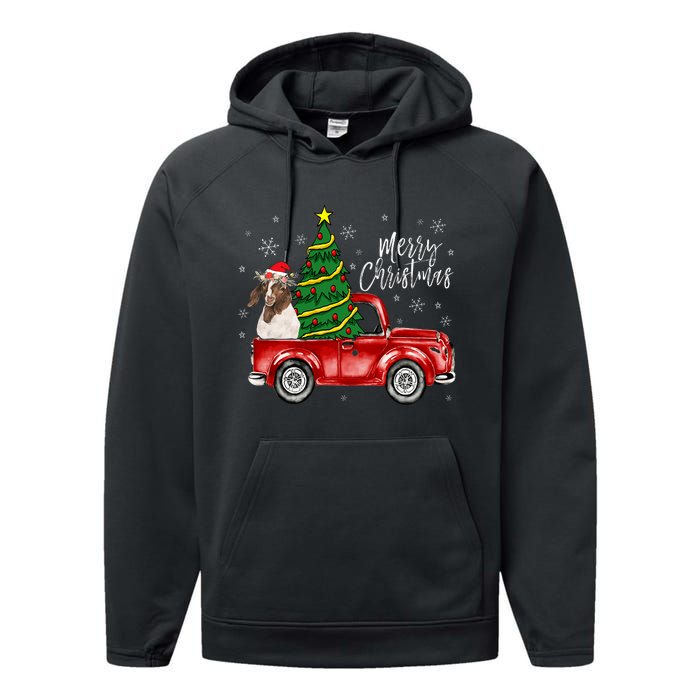 Cute Boer Goat Dog Truck Merry Christmas Goat Lover Xmas Performance Fleece Hoodie