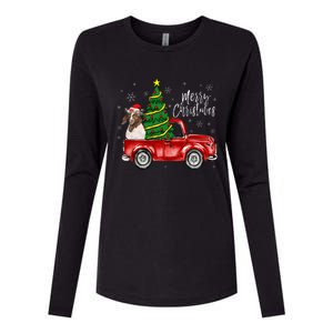 Cute Boer Goat Dog Truck Merry Christmas Goat Lover Xmas Womens Cotton Relaxed Long Sleeve T-Shirt