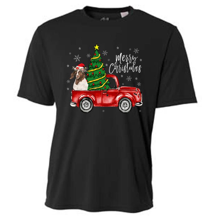 Cute Boer Goat Dog Truck Merry Christmas Goat Lover Xmas Cooling Performance Crew T-Shirt