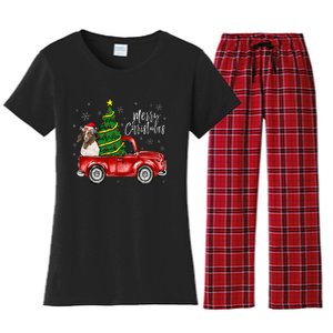 Cute Boer Goat Dog Truck Merry Christmas Goat Lover Xmas Women's Flannel Pajama Set