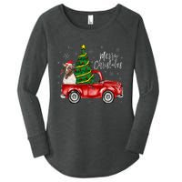 Cute Boer Goat Dog Truck Merry Christmas Goat Lover Xmas Women's Perfect Tri Tunic Long Sleeve Shirt