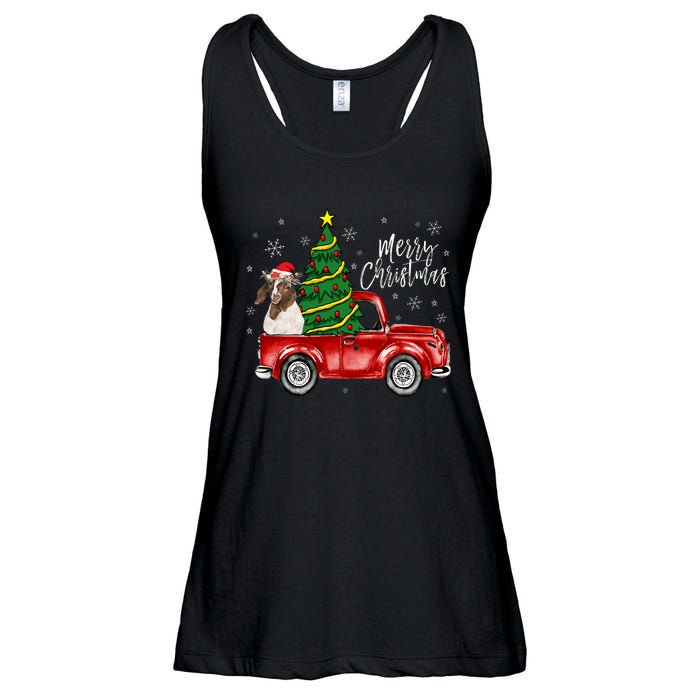 Cute Boer Goat Dog Truck Merry Christmas Goat Lover Xmas Ladies Essential Flowy Tank