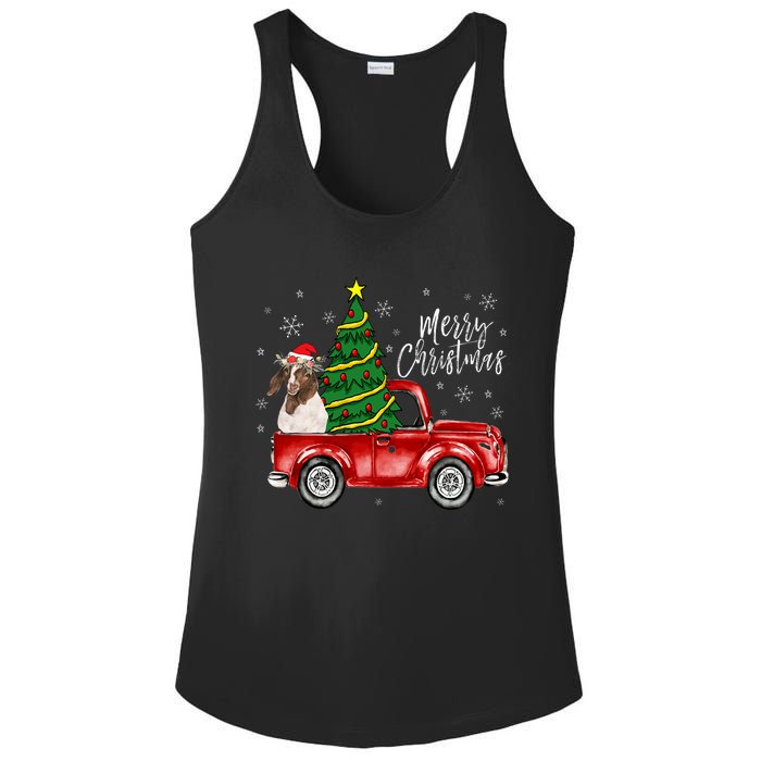 Cute Boer Goat Dog Truck Merry Christmas Goat Lover Xmas Ladies PosiCharge Competitor Racerback Tank