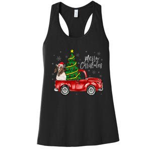 Cute Boer Goat Dog Truck Merry Christmas Goat Lover Xmas Women's Racerback Tank