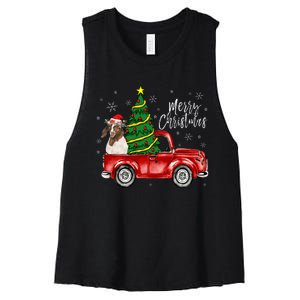 Cute Boer Goat Dog Truck Merry Christmas Goat Lover Xmas Women's Racerback Cropped Tank