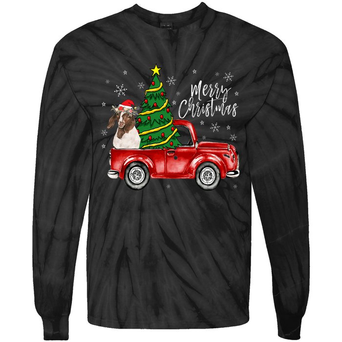 Cute Boer Goat Dog Truck Merry Christmas Goat Lover Xmas Tie-Dye Long Sleeve Shirt