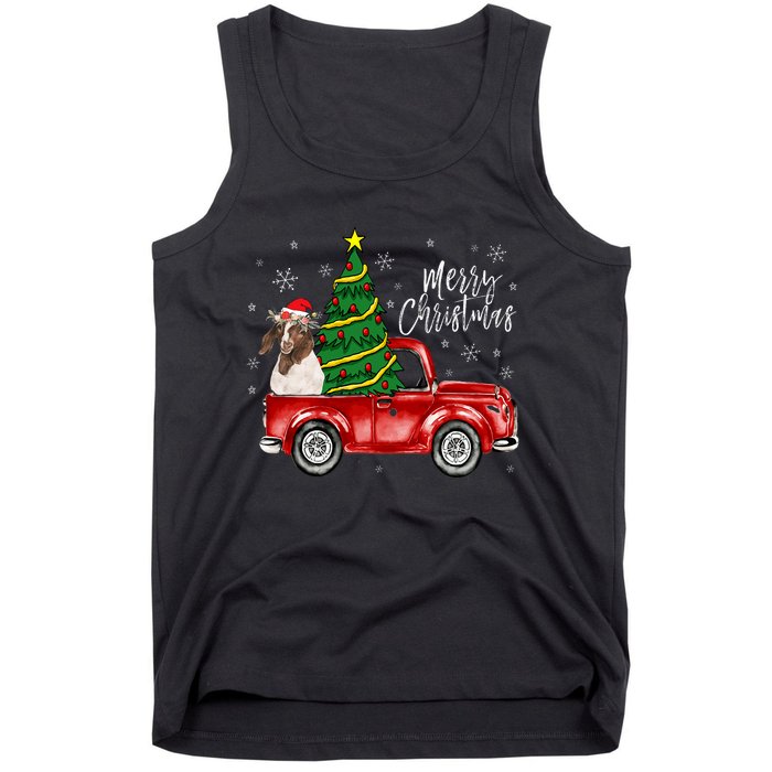 Cute Boer Goat Dog Truck Merry Christmas Goat Lover Xmas Tank Top