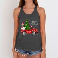 Cute Boer Goat Dog Truck Merry Christmas Goat Lover Xmas Women's Knotted Racerback Tank