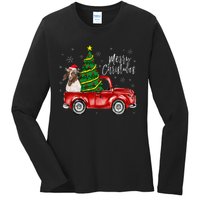 Cute Boer Goat Dog Truck Merry Christmas Goat Lover Xmas Ladies Long Sleeve Shirt