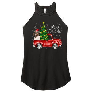 Cute Boer Goat Dog Truck Merry Christmas Goat Lover Xmas Women's Perfect Tri Rocker Tank