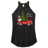 Cute Boer Goat Dog Truck Merry Christmas Goat Lover Xmas Women's Perfect Tri Rocker Tank