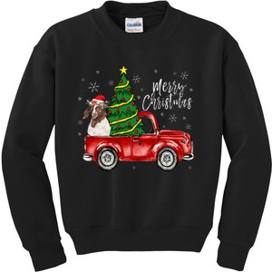 Cute Boer Goat Dog Truck Merry Christmas Goat Lover Xmas Kids Sweatshirt