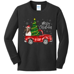 Cute Boer Goat Dog Truck Merry Christmas Goat Lover Xmas Kids Long Sleeve Shirt