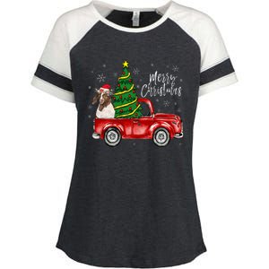 Cute Boer Goat Dog Truck Merry Christmas Goat Lover Xmas Enza Ladies Jersey Colorblock Tee