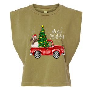 Cute Boer Goat Dog Truck Merry Christmas Goat Lover Xmas Garment-Dyed Women's Muscle Tee