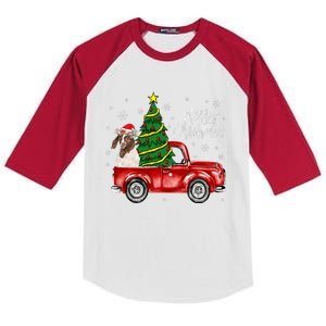 Cute Boer Goat Dog Truck Merry Christmas Goat Lover Xmas Kids Colorblock Raglan Jersey