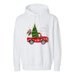 Cute Boer Goat Dog Truck Merry Christmas Goat Lover Xmas Garment-Dyed Fleece Hoodie