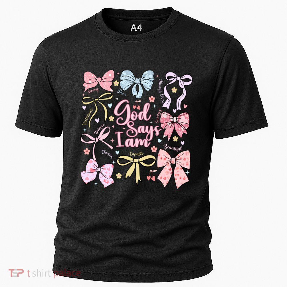 Coquette Bow God Says I Am Valentine Christian Grunge Cool Gift Performance Shirt