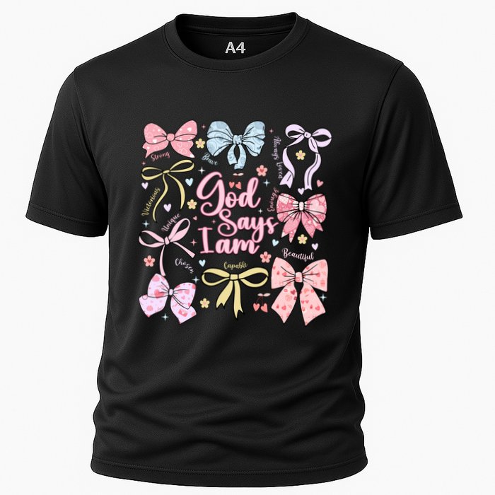Coquette Bow God Says I Am Valentine Christian Grunge Cool Gift Cooling Performance Crew T-Shirt