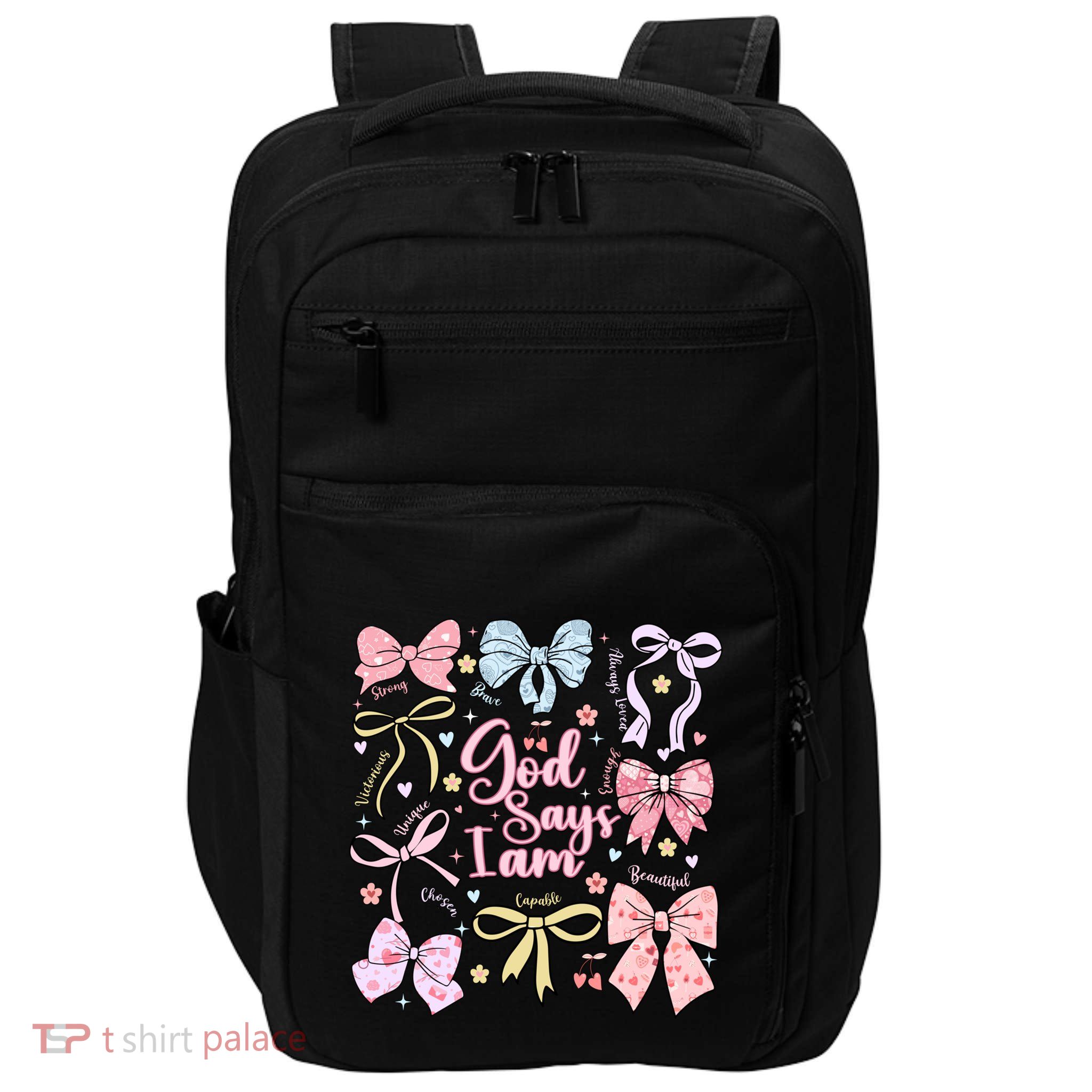 Coquette Bow God Says I Am Valentine Christian Grunge Cool Gift Impact Tech Backpack