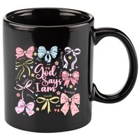 Coquette Bow God Says I Am Valentine Christian Grunge Cool Gift 11oz C Handle Ceramic Mug