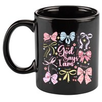 Coquette Bow God Says I Am Valentine Christian Grunge Cool Gift 11oz C Handle Ceramic Mug