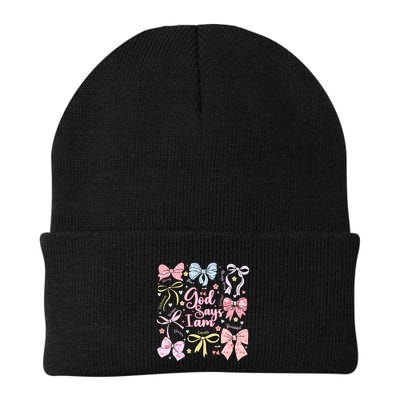 Coquette Bow God Says I Am Valentine Christian Grunge Cool Gift Beanie