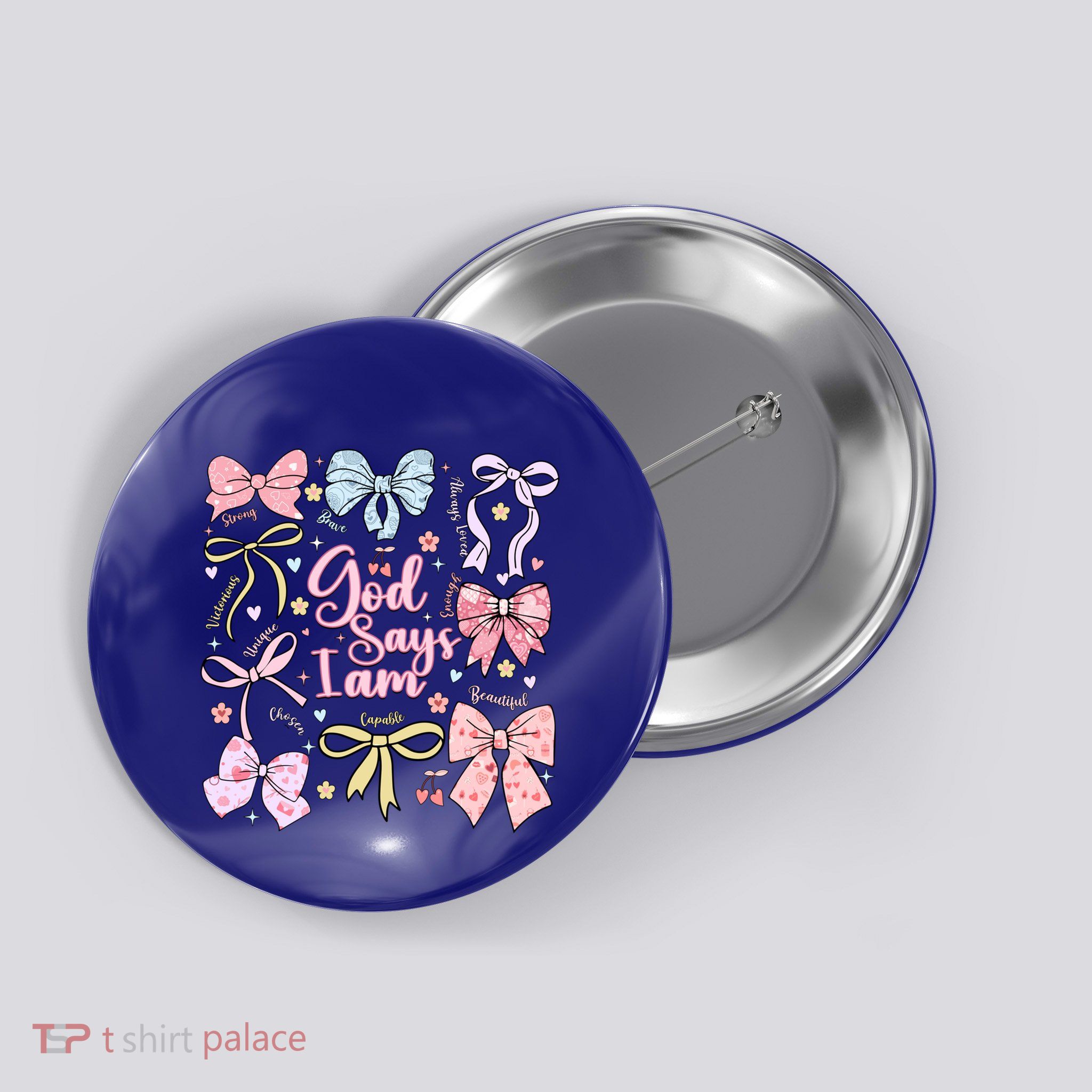 Coquette Bow God Says I Am Valentine Christian Grunge Cool Gift Button