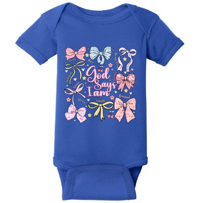 Coquette Bow God Says I Am Valentine Christian Grunge Cool Gift Baby Bodysuit