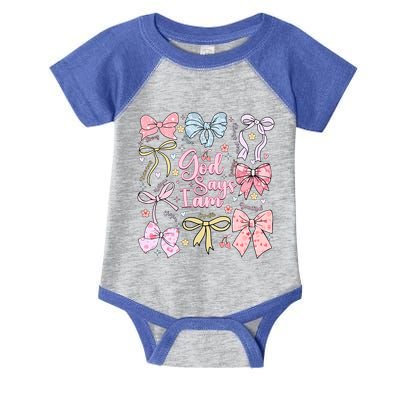Coquette Bow God Says I Am Valentine Christian Grunge Cool Gift Infant Baby Jersey Bodysuit