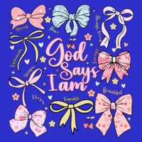 Coquette Bow God Says I Am Valentine Christian Grunge Cool Gift Kids T-Shirt