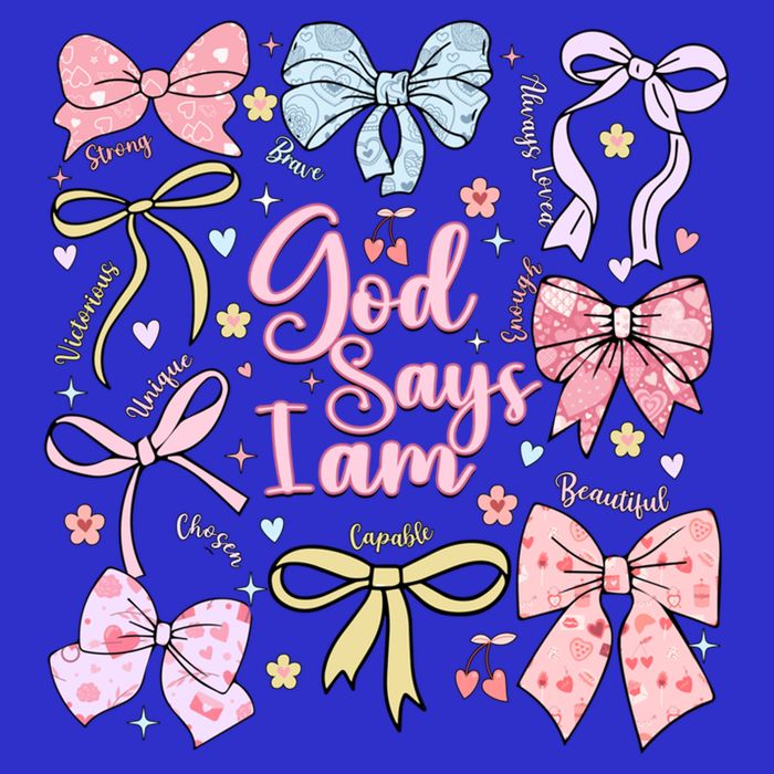 Coquette Bow God Says I Am Valentine Christian Grunge Cool Gift Kids T-Shirt