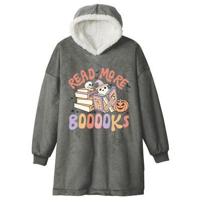 Cute Booooks Ghost Read More Books Funny Teacher Halloween Hooded Wearable Blanket