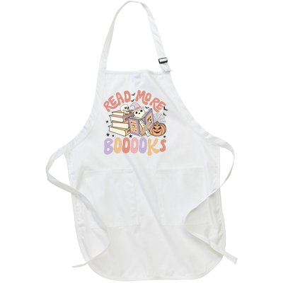 Cute Booooks Ghost Read More Books Funny Teacher Halloween Full-Length Apron With Pockets