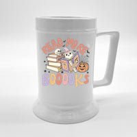 Cute Booooks Ghost Read More Books Funny Teacher Halloween Beer Stein