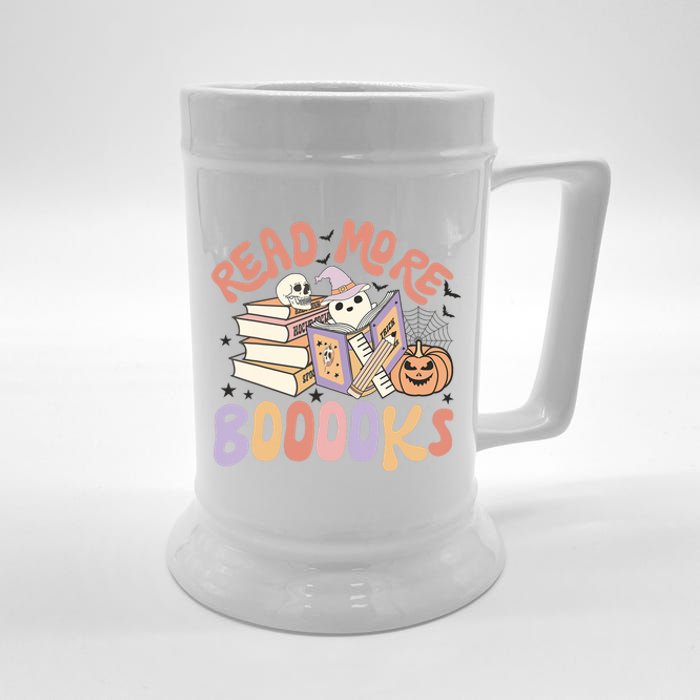 Cute Booooks Ghost Read More Books Funny Teacher Halloween Beer Stein