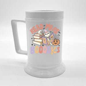 Cute Booooks Ghost Read More Books Funny Teacher Halloween Beer Stein