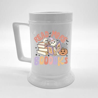 Cute Booooks Ghost Read More Books Funny Teacher Halloween Beer Stein