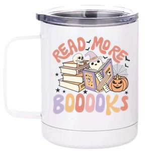 Cute Booooks Ghost Read More Books Funny Teacher Halloween 12 oz Stainless Steel Tumbler Cup