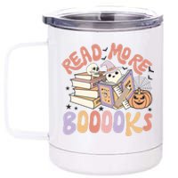 Cute Booooks Ghost Read More Books Funny Teacher Halloween 12 oz Stainless Steel Tumbler Cup