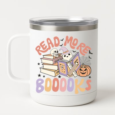 Cute Booooks Ghost Read More Books Funny Teacher Halloween 12 oz Stainless Steel Tumbler Cup